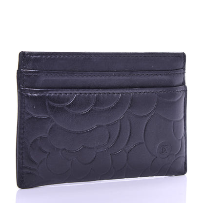 Chanel Lambskin Camellia Embossed Card Holder Black 3 of 8
