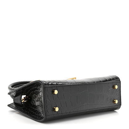 Versace Calfskin Crocodile Embossed Small Medusa '95 Tote Black 4 of 9