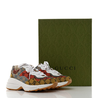 Gucci Monogram Multicolor Mens Rhyton Sneakers 4.5 Yellow Blue 8 of 8
