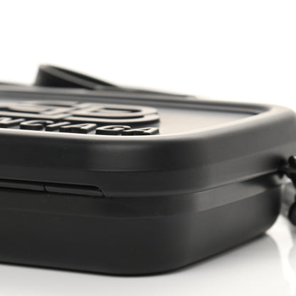 Balenciaga Recycled Plastic Calfskin Embossed Mini Lunch Box Case with Strap Black 9 of 10