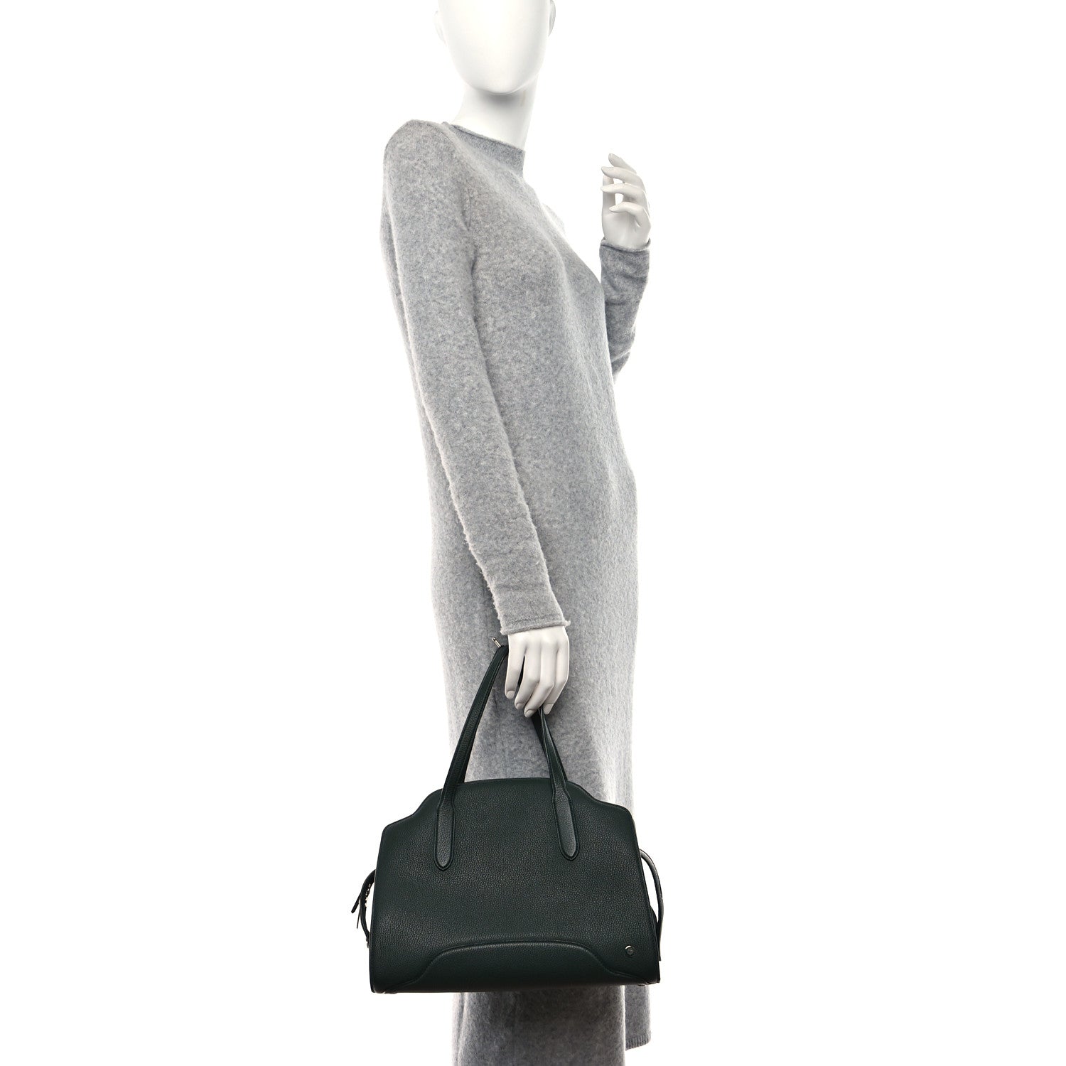 Loro Piana Grained Calfskin Medium Sesia Dark Green 2 of 10