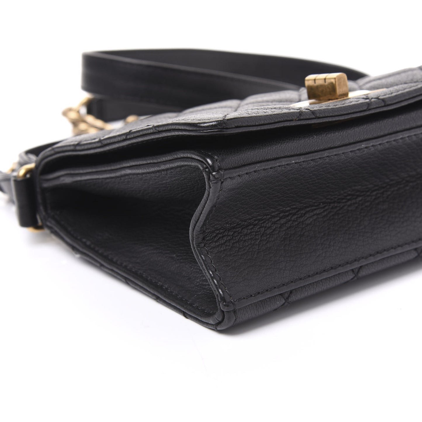 Goatskin Quilted Small Rita Top Handle Flap Black