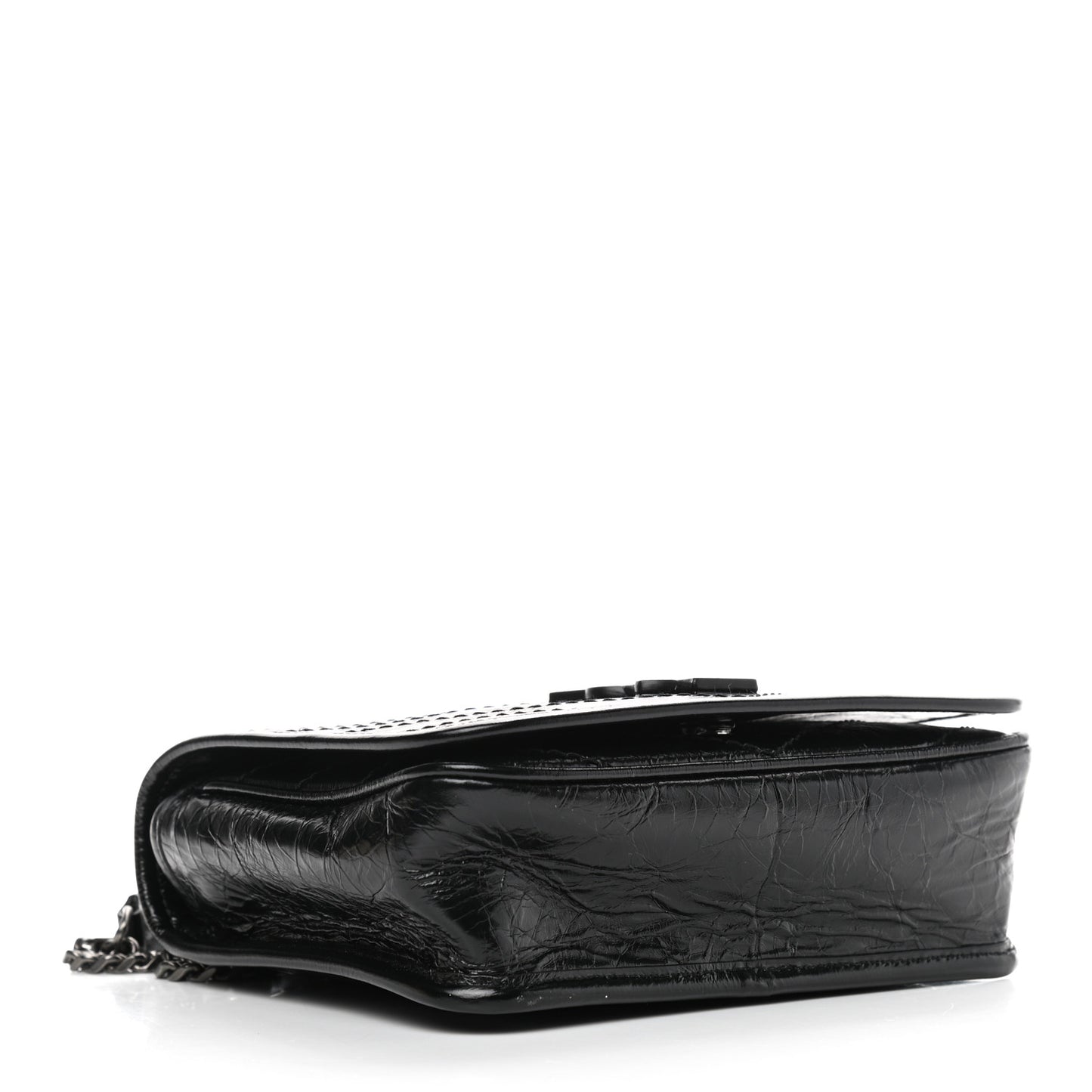 Crinkled Calfskin Matelasse Monogram Niki Chain Wallet Black