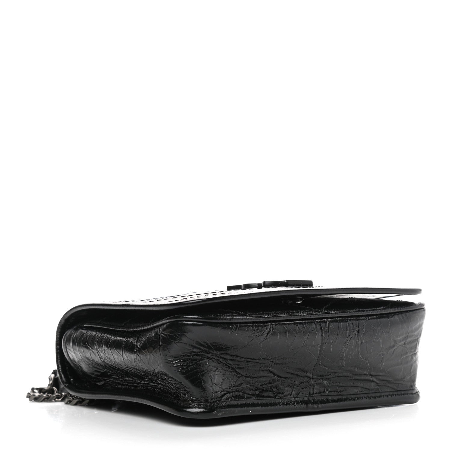 Saint Laurent Crinkled Calfskin Matelasse Monogram Niki Chain Wallet Black 4 of 10