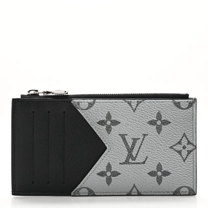 Louis Vuitton Metallic Taigarama Coin Card Holder Gunmetal Grey Black 1 of 6