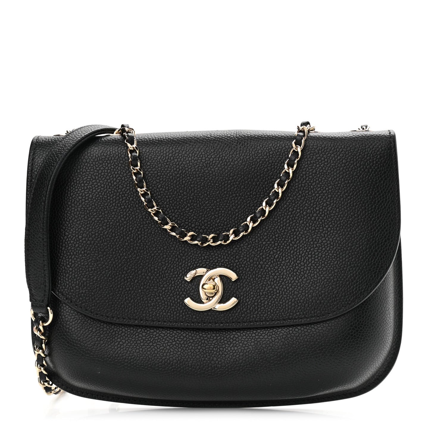 Caviar Mini Chain Flap Bag Black