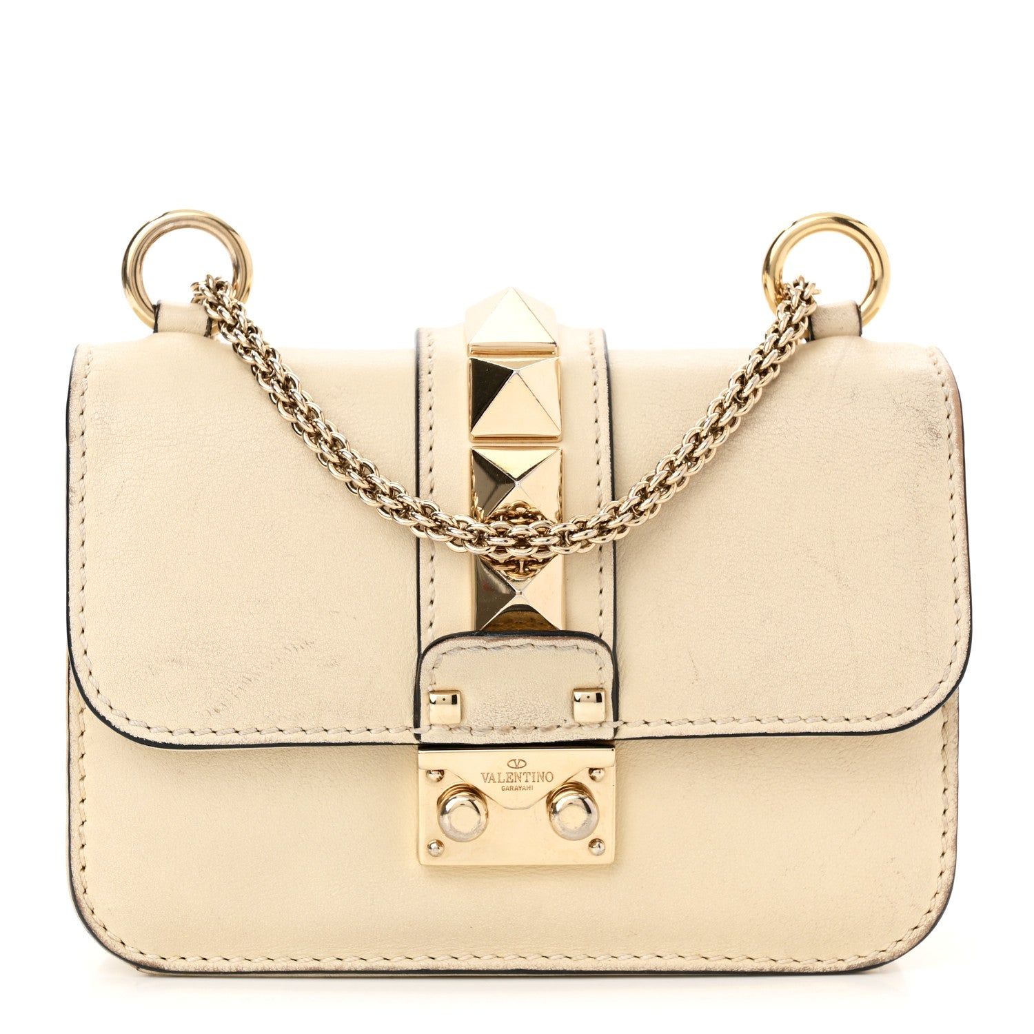 Valentino Garavani Vitello Mini Glam Lock Rockstud Flap White 1 of 16