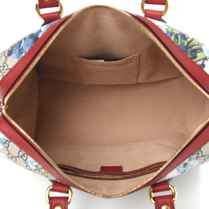 Gucci GG Supreme Monogram Blooms Medium Boston Beige Blue Navy Hibiscus Red 4 of 9