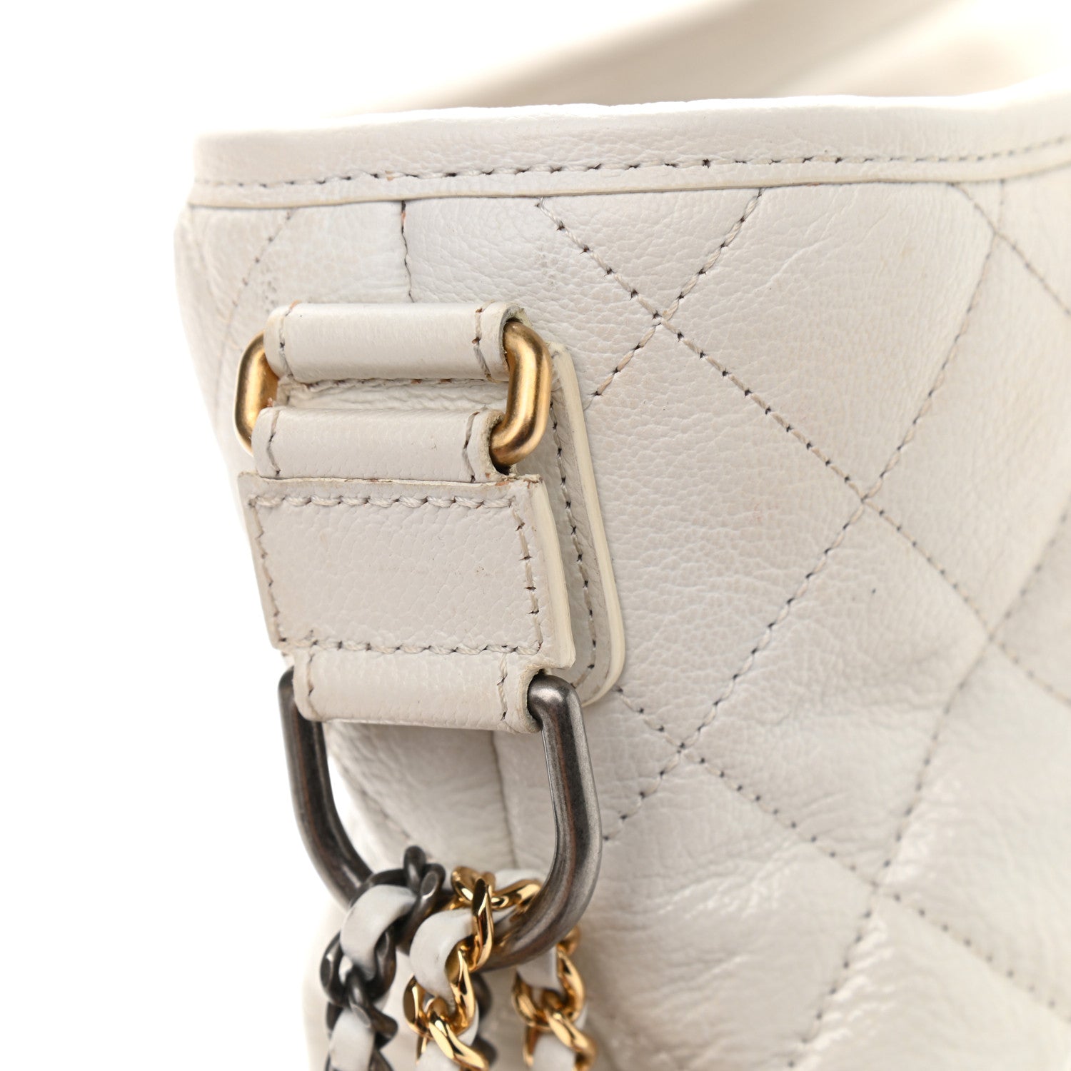 Chanel Patent Goatskin Quilted Medium Gabrielle Hobo White 21 of 25
