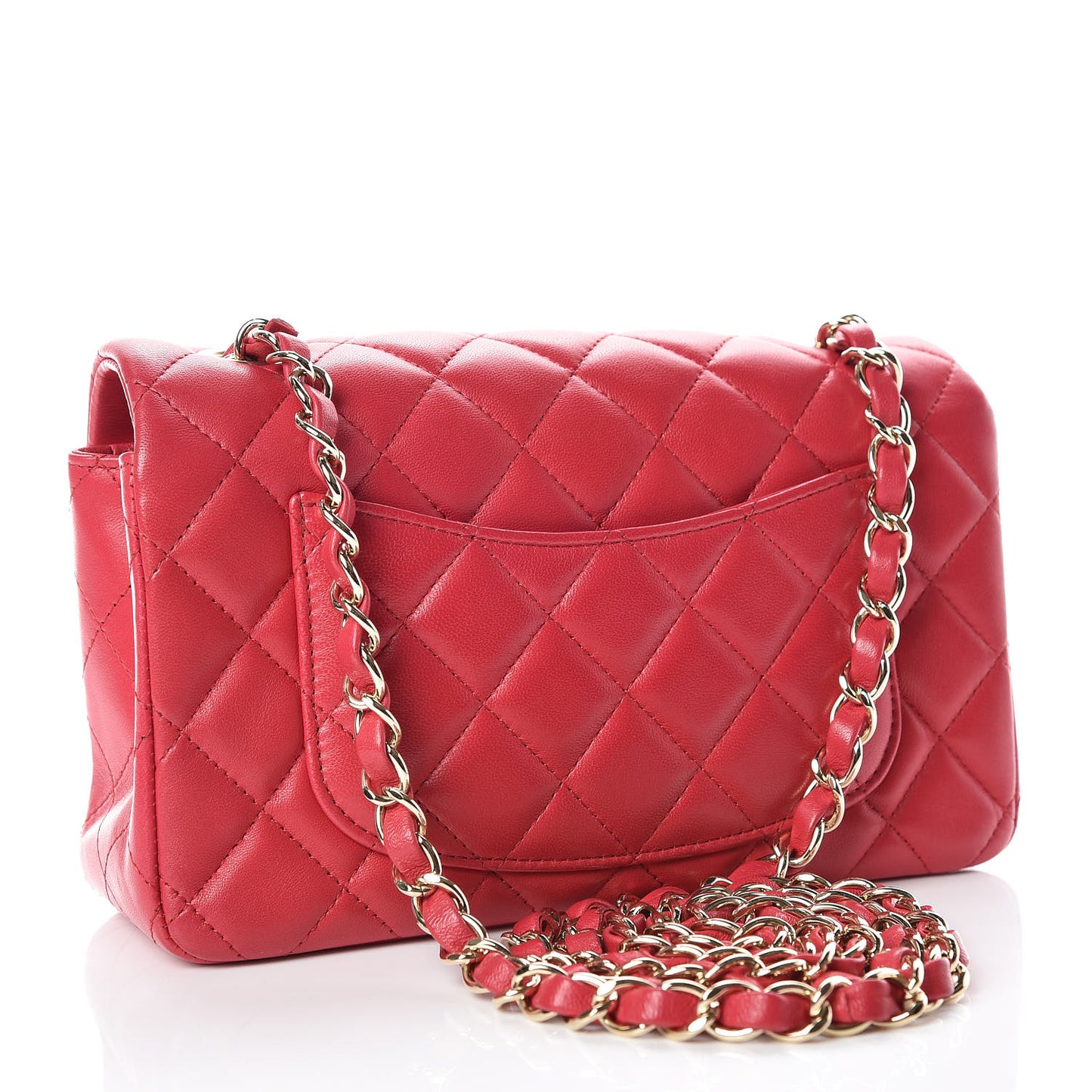 Lambskin Quilted Mini Rectangular Flap Fuchsia