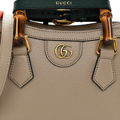 Gucci Textured Dollar Calfskin Web Mini Diana Tote Bag Oatmeal Vintage Green 7 of 10