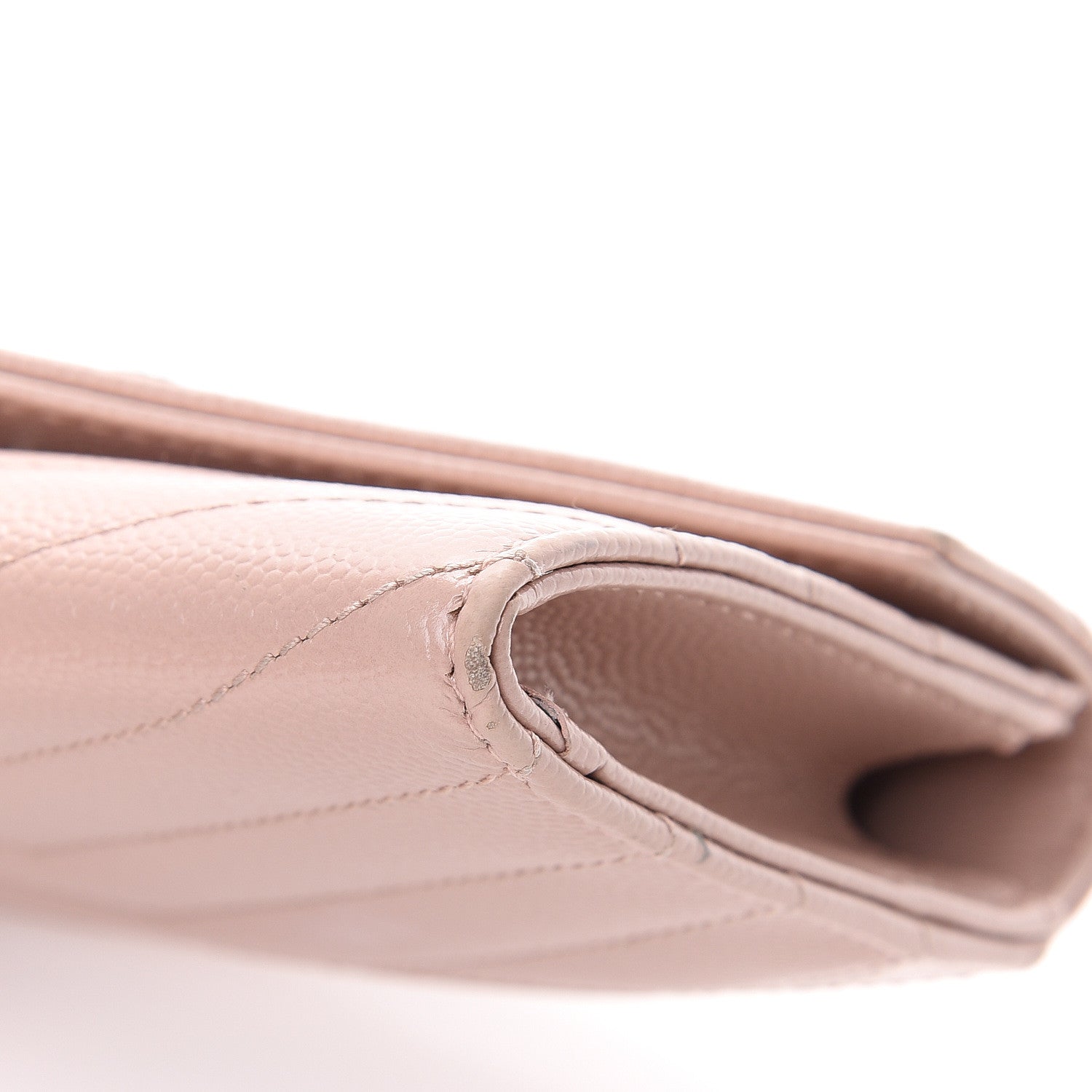 Saint Laurent Grain De Poudre Matelasse Chevron Small Monogram Envelope Wallet Pale Pink 9 of 12