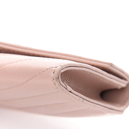 Saint Laurent Grain De Poudre Matelasse Chevron Small Monogram Envelope Wallet Pale Pink 9 of 12