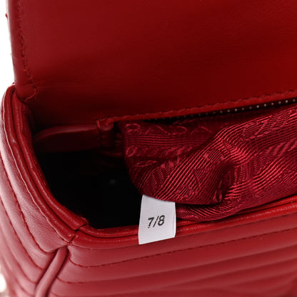 Prada Soft Calfskin Impunture Diagramme Small Chain Flap Shoulder Bag Fuoco 7 of 14