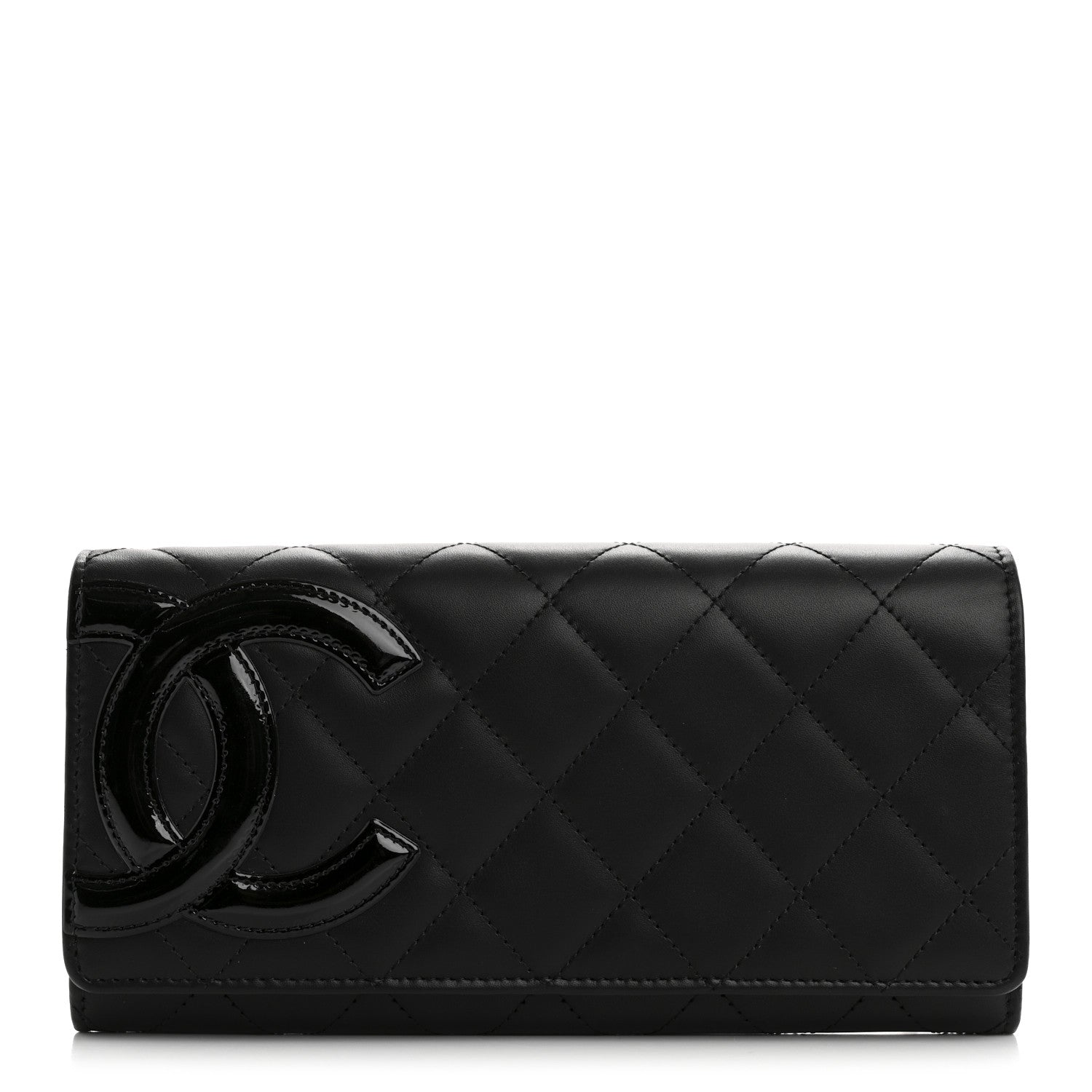 Chanel Calfskin Quilted Cambon Gusset Flap Wallet Black 1 of 9