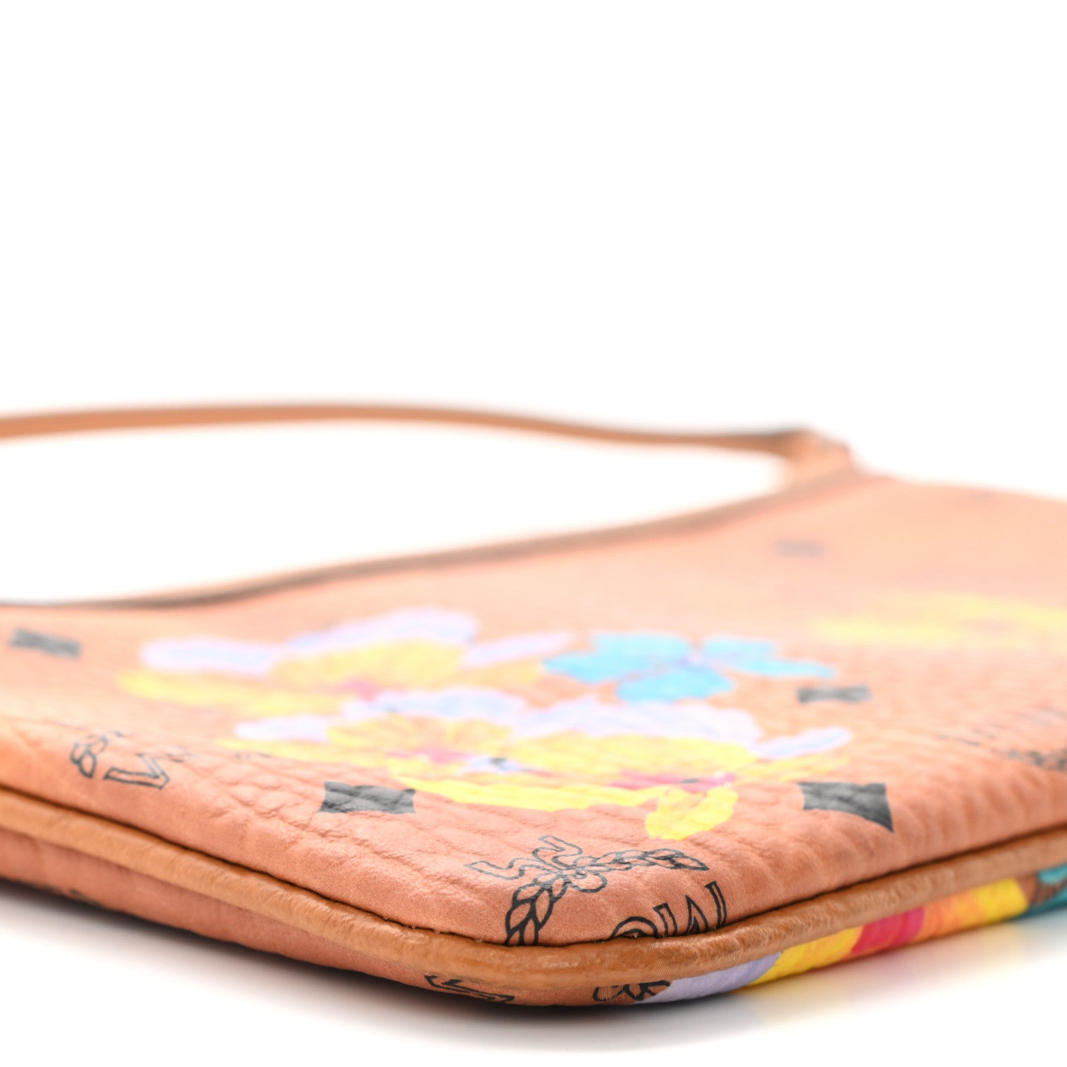 MCM Visetos Anya Essential Floral Print Shopper Tote Pouch Cognac 7 of 9