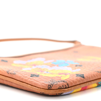 MCM Visetos Anya Essential Floral Print Shopper Tote Pouch Cognac 7 of 9