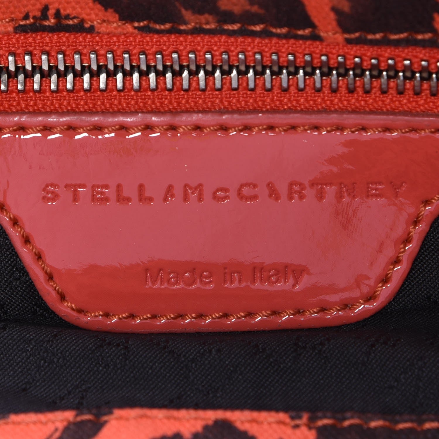 Stella McCartney Linen Leopard Small Falabella Tote Vermillion Black 6 of 9