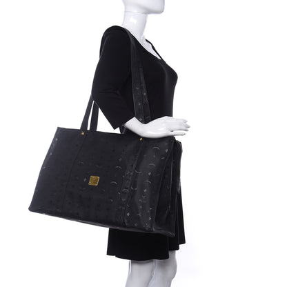 MCM Monogram Coated Canvas Tote Bag Black 2 of 9