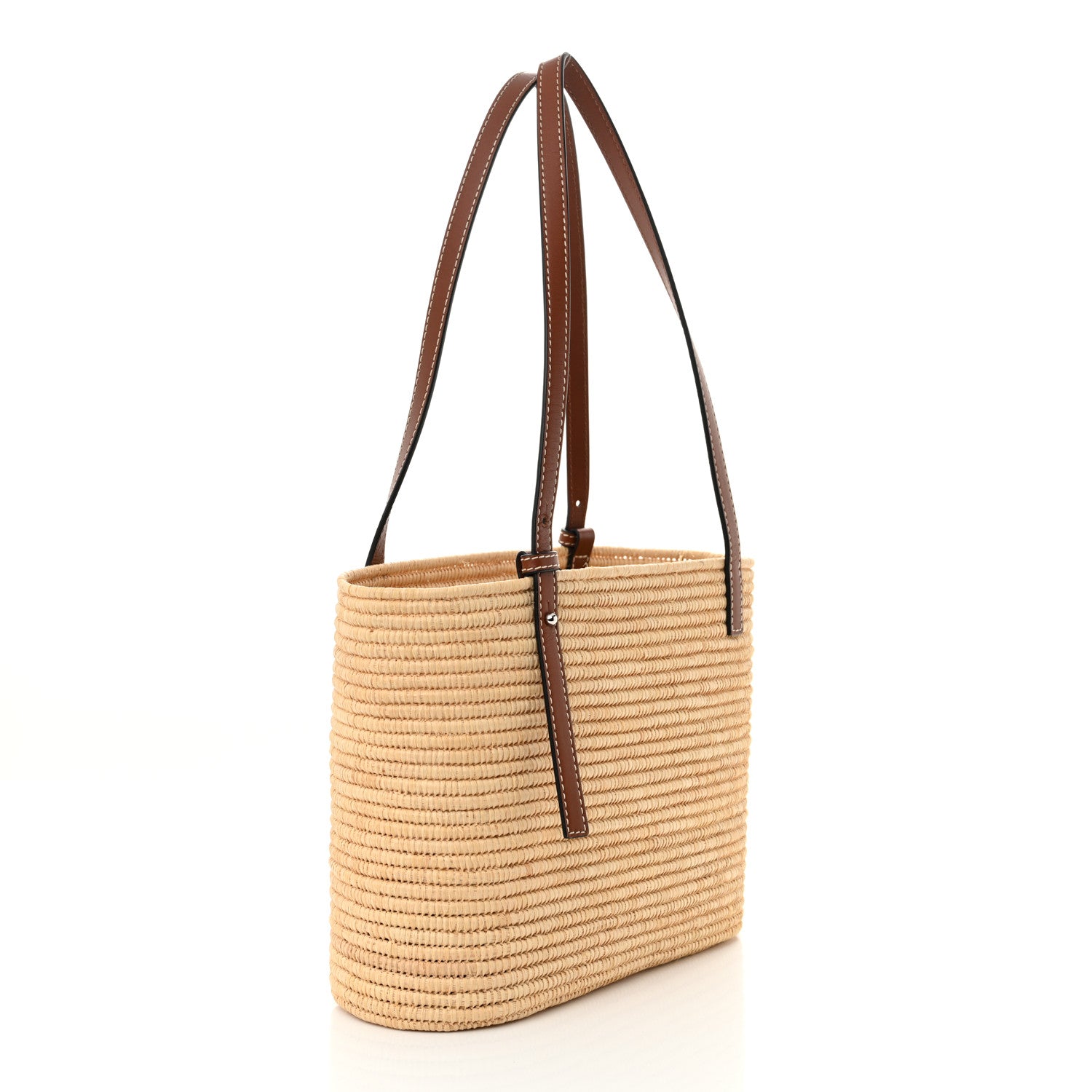 Loewe Raffia Square Small Basket Tote Bag Natural Tan 3 of 11