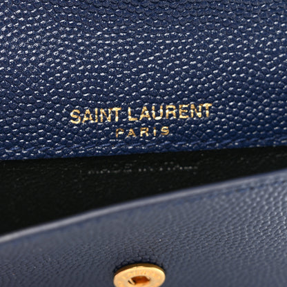 Saint Laurent Grain De Poudre Uptown Monogram Card Case Navy 6 of 8