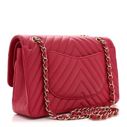 Chanel Lambskin Chevron Quilted Medium Double Flap Pink 3 of 10