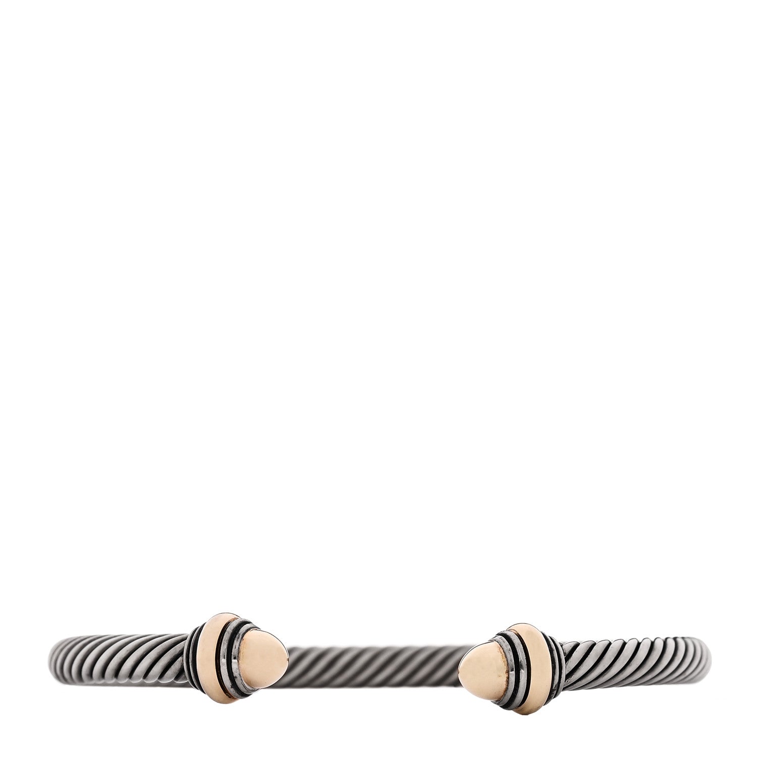 David Yurman Sterling Silver 14K Yellow Gold 5mm Cable Classics Dome Bracelet 1 of 4