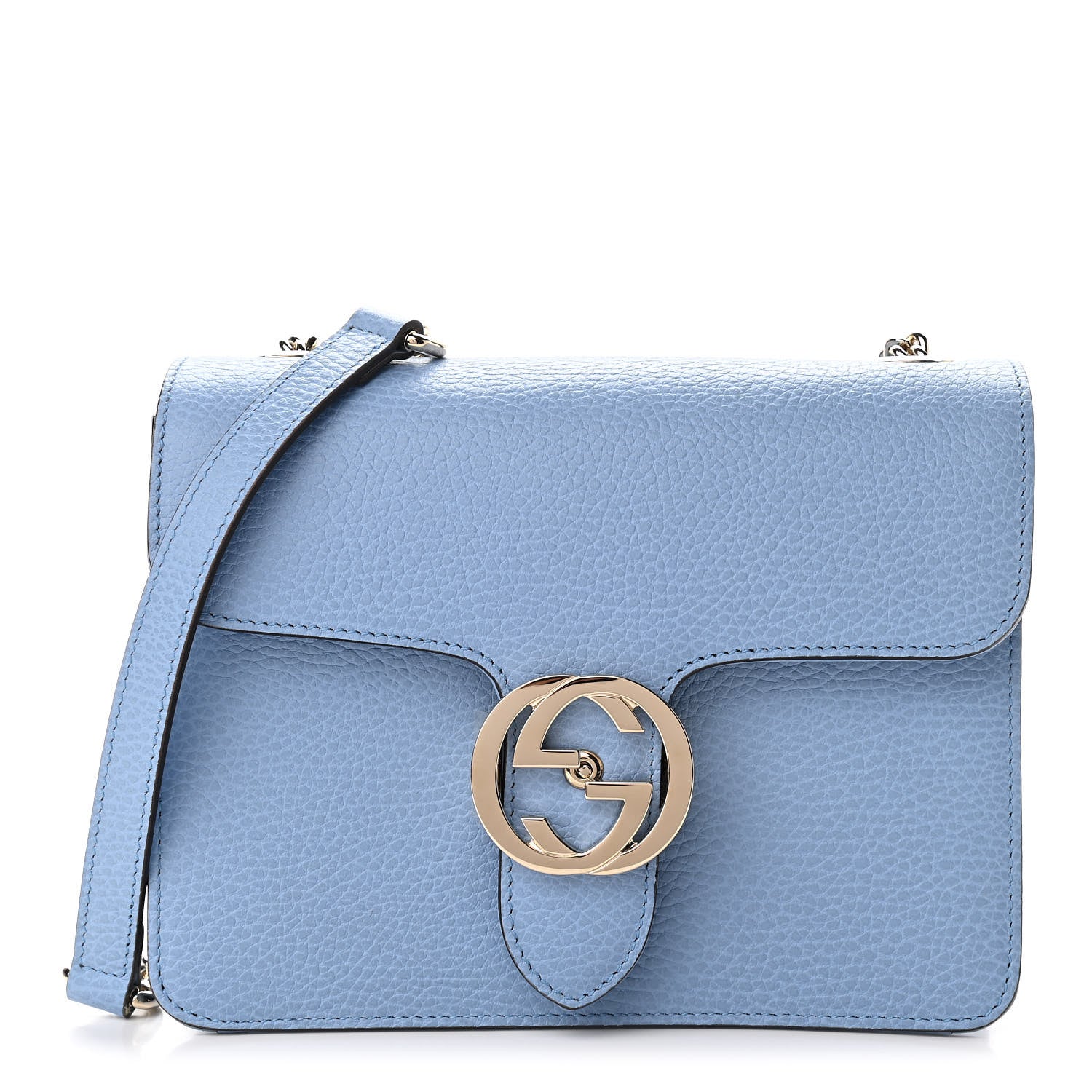 Gucci Dollar Calfskin Small Interlocking G Shoulder Bag Mineral Blue 1 of 10