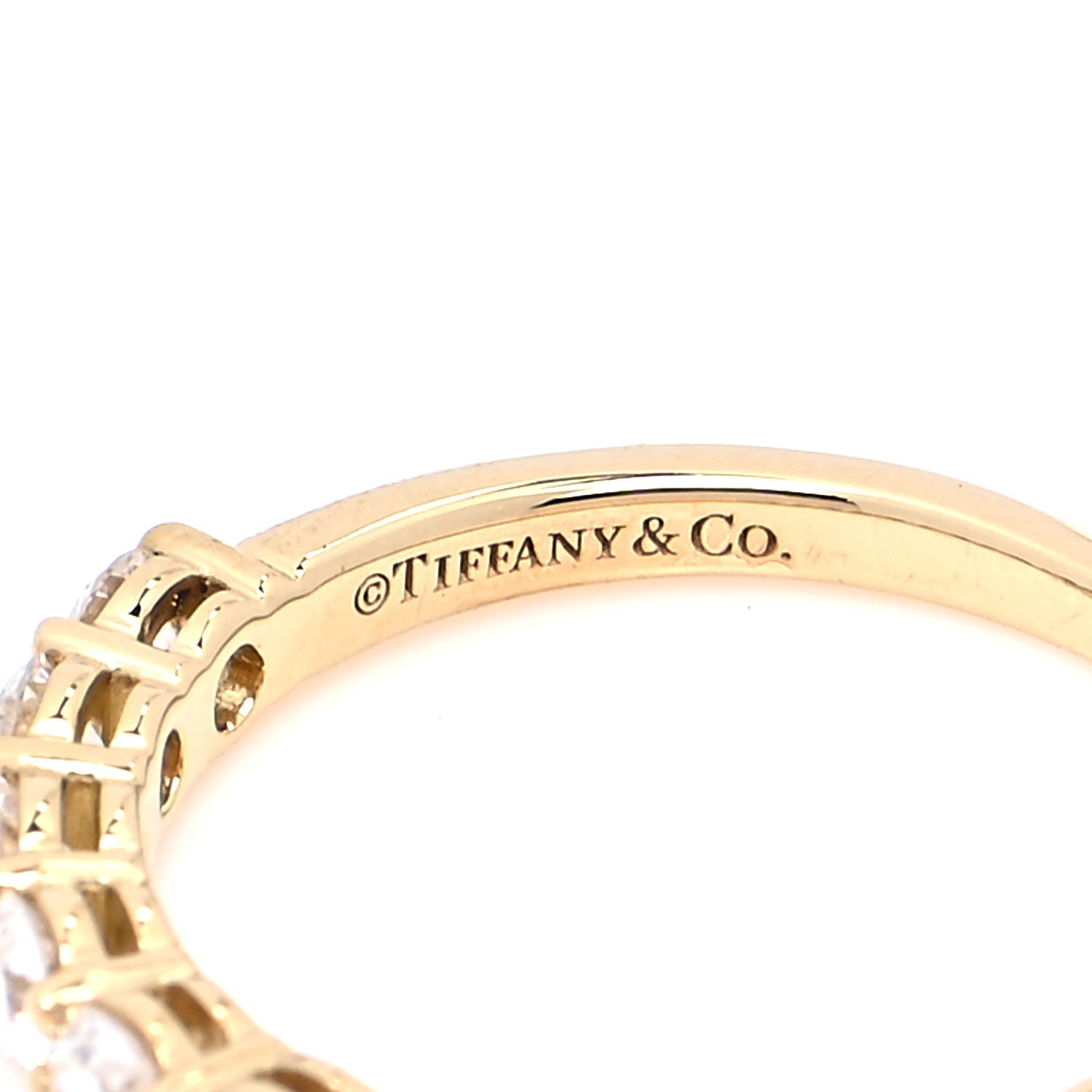 Tiffany 18K Yellow Gold Diamond 3mm Half Circle Embrace Band Ring 50 5.5 4 of 5