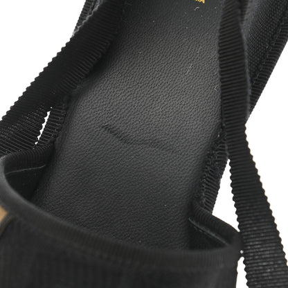 Fendi Canvas FF Embroidered Roma Ankle Wrap Wedge Espadrilles 36 Black 8 of 10