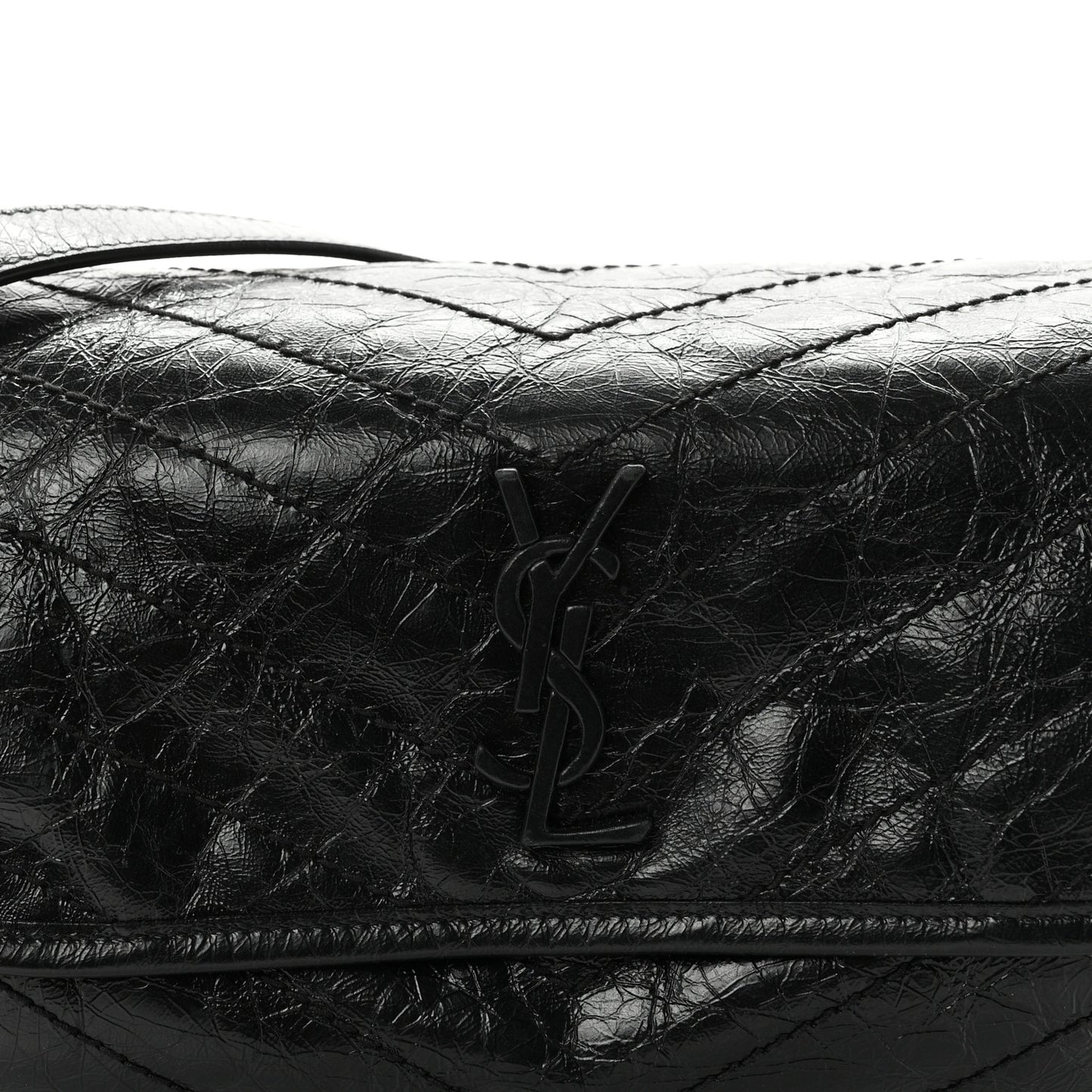 Crinkled Calfskin Matelasse Monogram Niki Body Bag Black