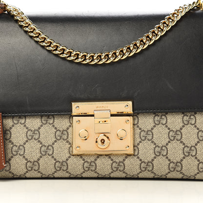 Gucci GG Supreme Monogram Calfskin Medium Padlock Shoulder Bag Beige Black Cuir 17 of 17