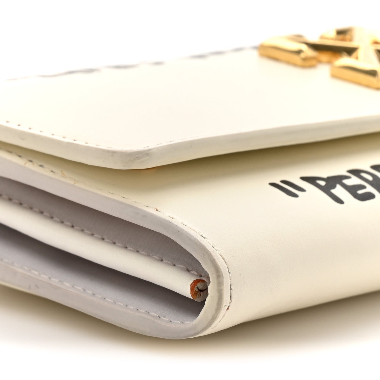 Calfskin Jitney Logo Flap Wallet On Chain White