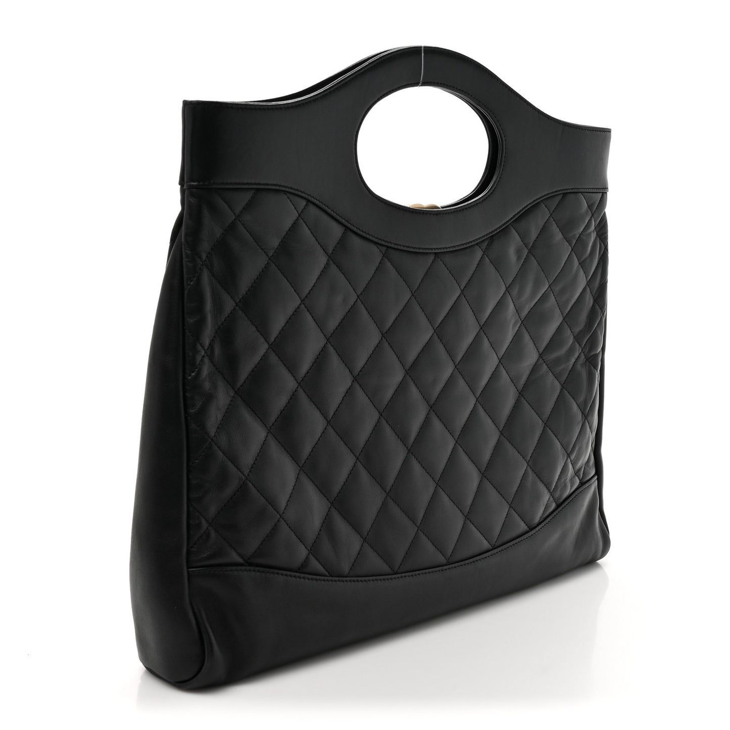 Lambskin Quilted Large 31 Shopping Bag Black