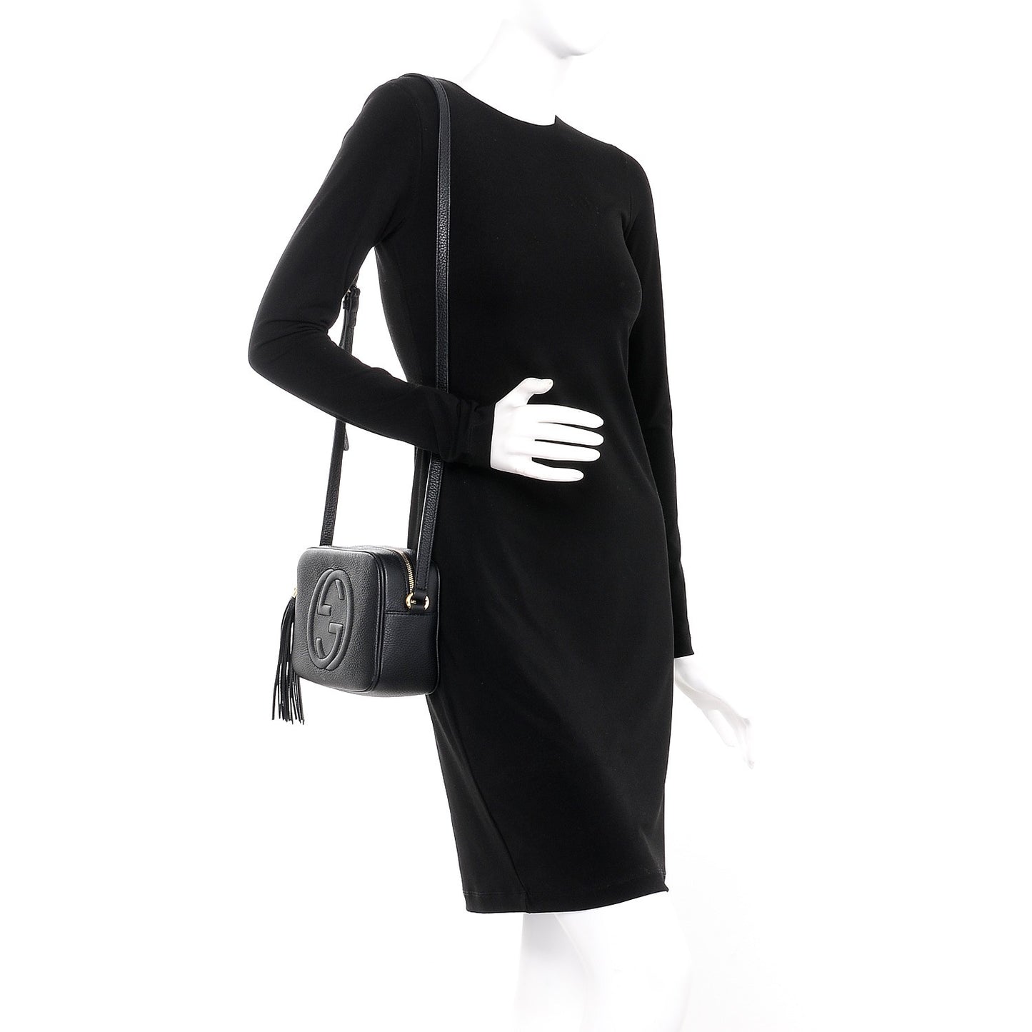 Pebbled Calfskin Small Soho Disco Bag Black