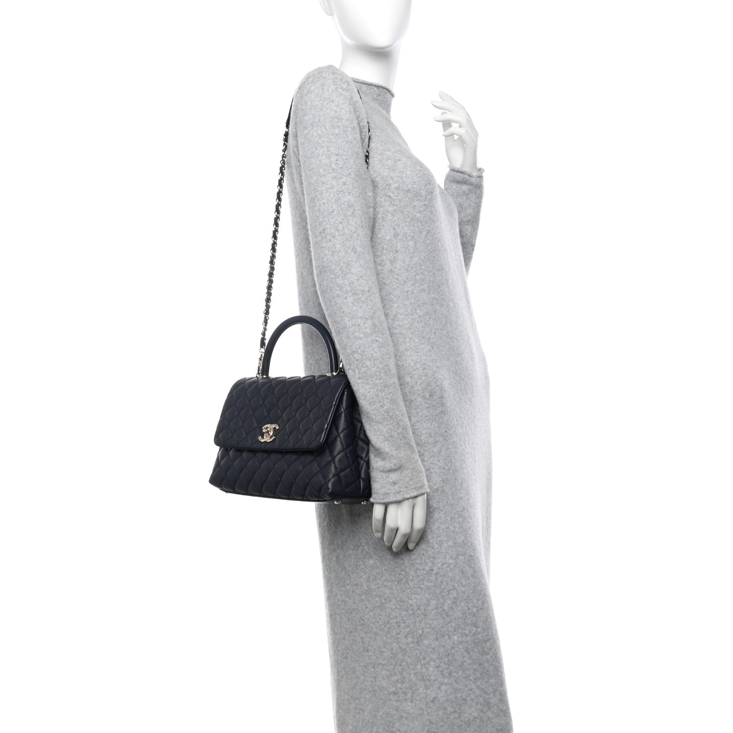 Chanel Caviar Quilted Small Coco Handle Flap Navy 2 of 10