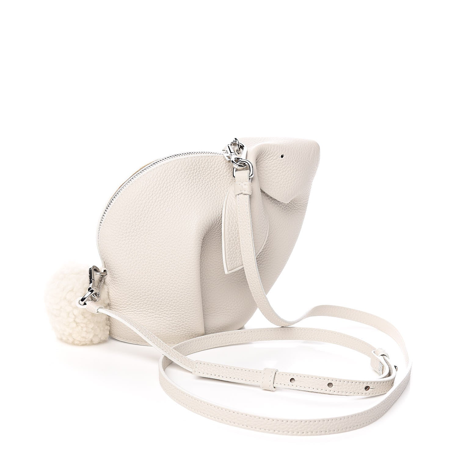 Loewe Calfskin Shearling Mini Bunny Crossbody Bag White 3 of 7