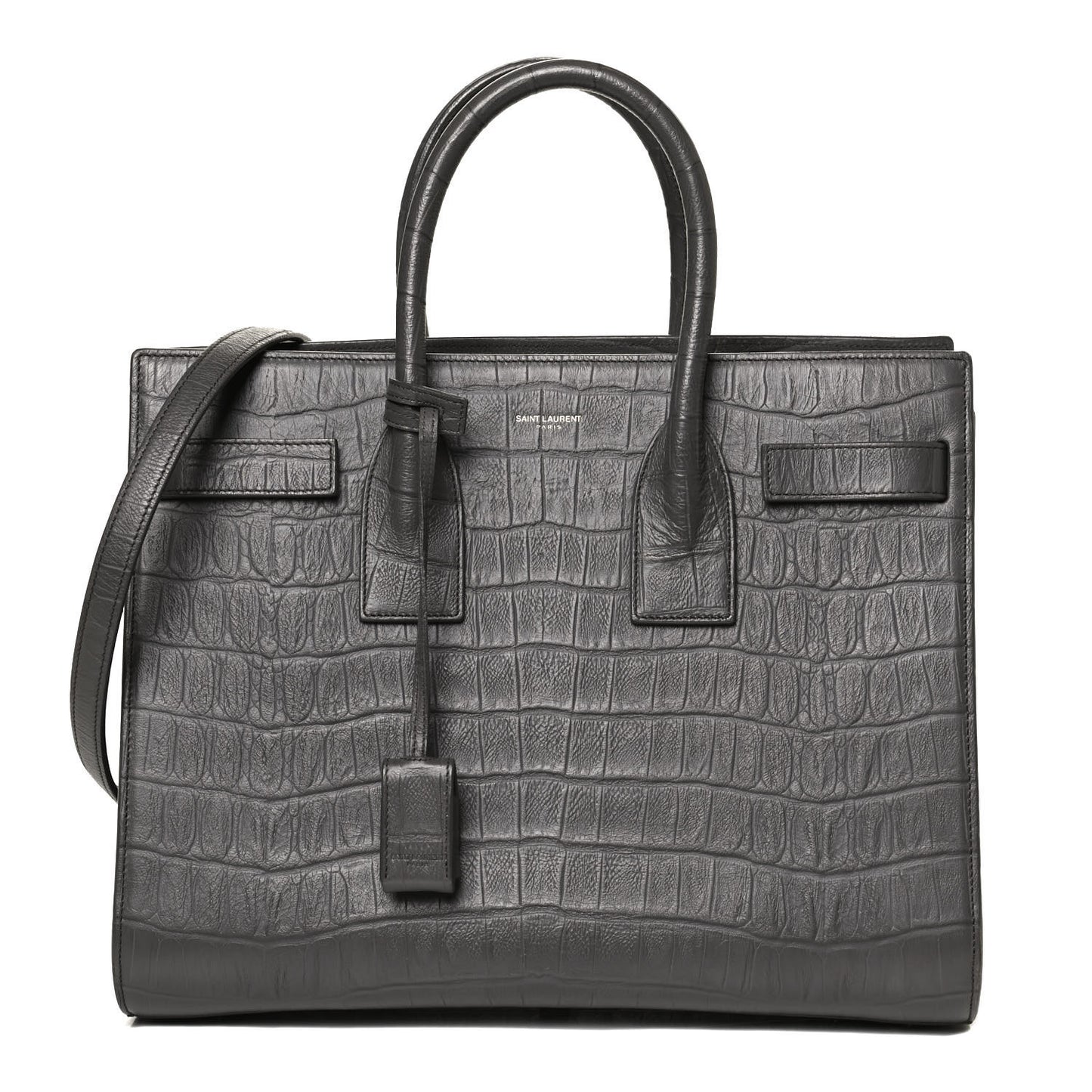 Calfskin Crocodile Embossed Small Sac De Jour Fog
