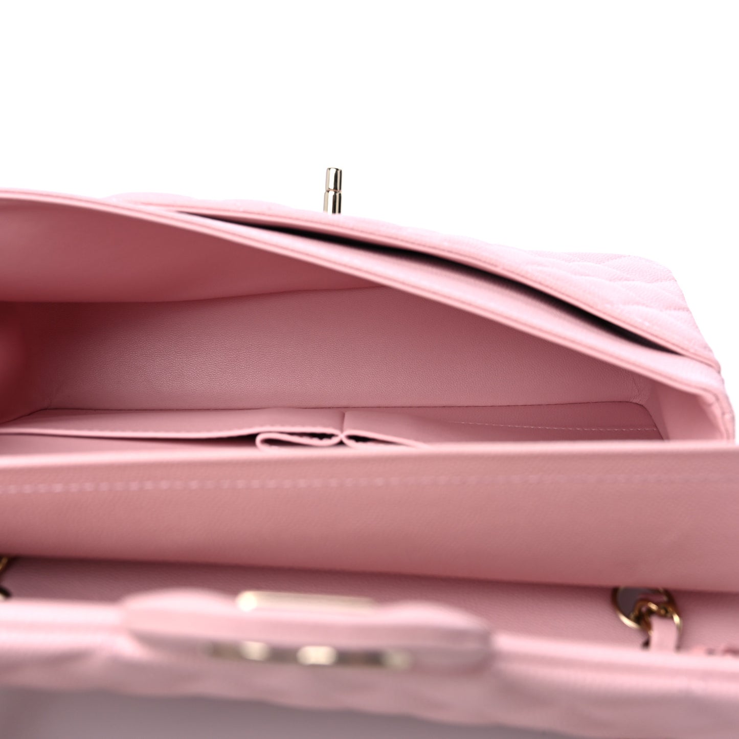 Caviar Quilted Medium Double Flap Light Pink