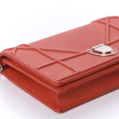 Christian Dior Grained Calfskin Diorama Wallet on Chain Pouch Red 6 of 13