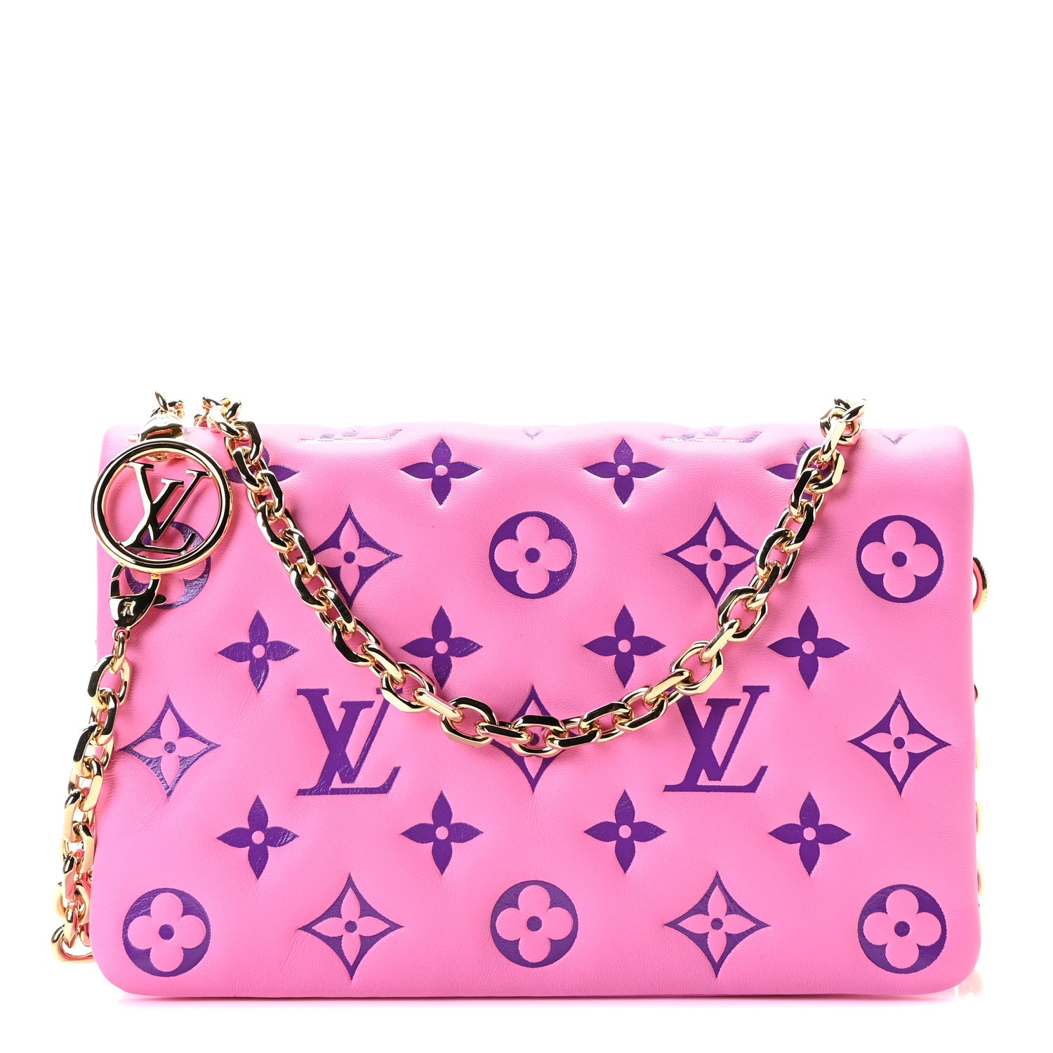 Louis Vuitton Lambskin Embossed Monogram Vuittamins Pochette Coussin Rose Violet 1 of 8
