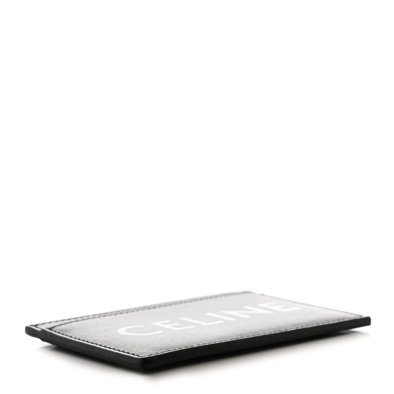 Celine Calfskin Logo Card Holder Black 4 of 8