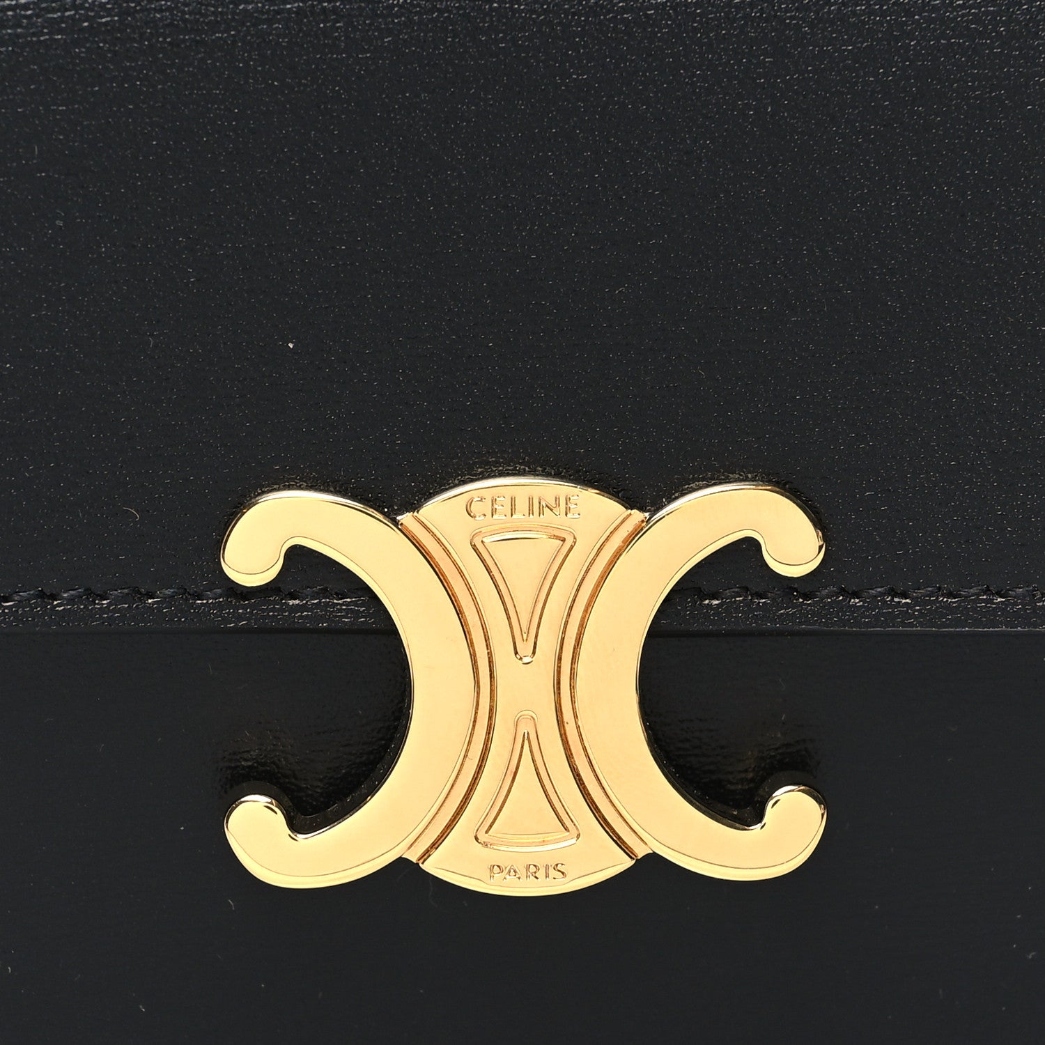 Celine Shiny Calfskin Triomphe Flap Card Holder Black 8 of 9