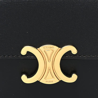 Celine Shiny Calfskin Triomphe Flap Card Holder Black 8 of 9