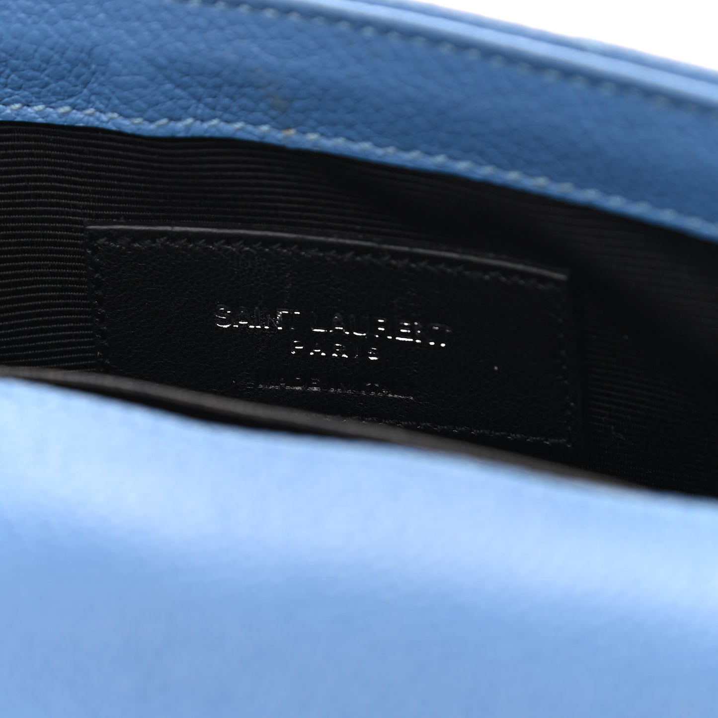 Grained Calfskin Matelasse Monogram Classic Baby Chain Bag Blue