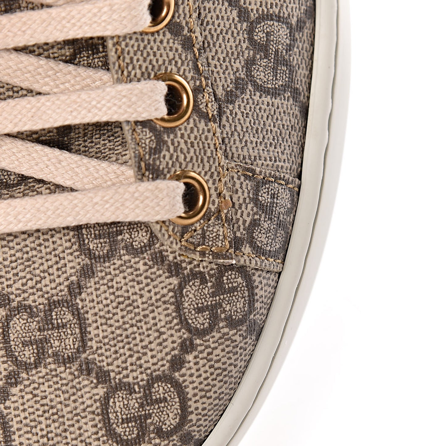 GG Supreme Monogram Womens Ace Low-Top Sneaker 37 Beige