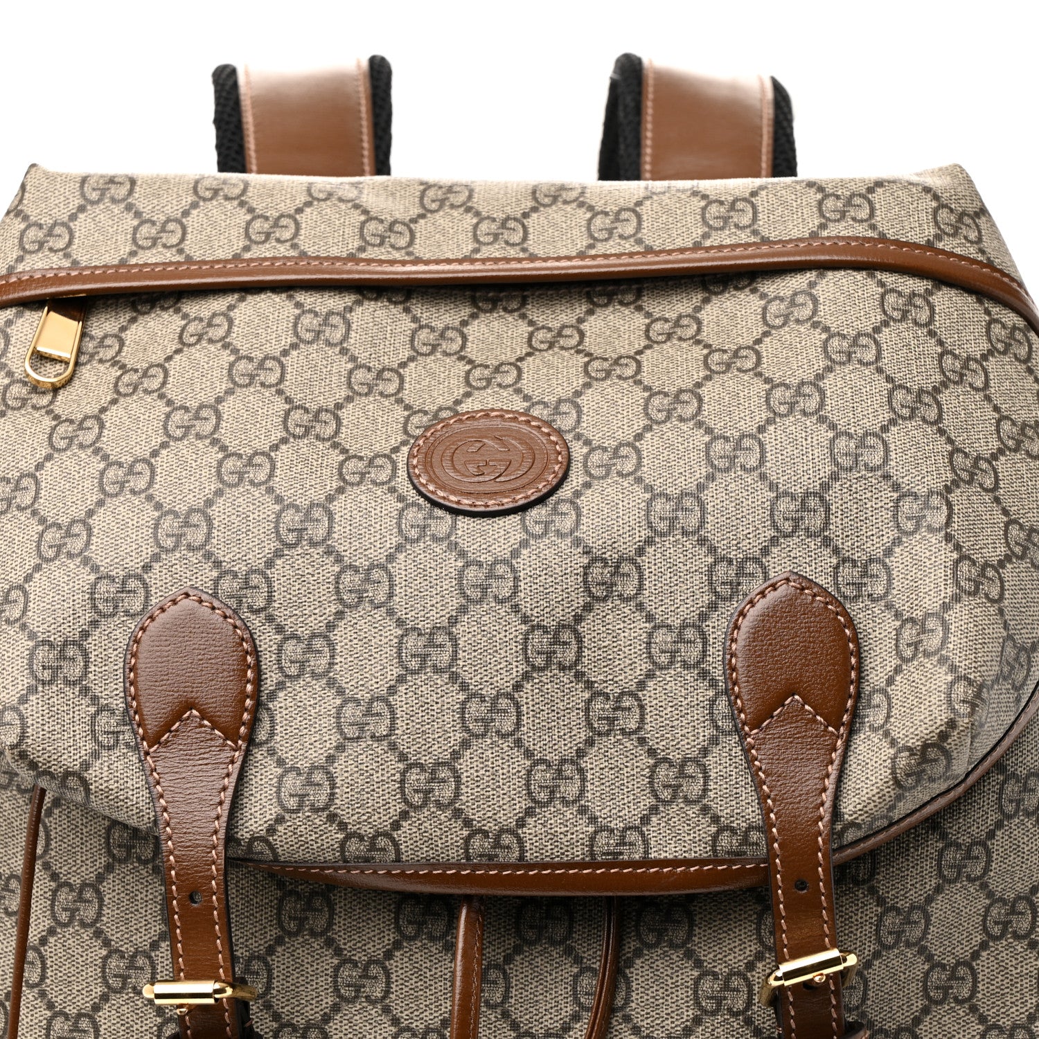 Gucci GG Supreme Monogram Azalea Calfskin Medium Retro Interlocking G Buckle Backpack Beige Ebony Brown Sugar 8 of 14