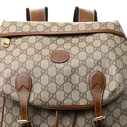 Gucci GG Supreme Monogram Azalea Calfskin Medium Retro Interlocking G Buckle Backpack Beige Ebony Brown Sugar 8 of 14