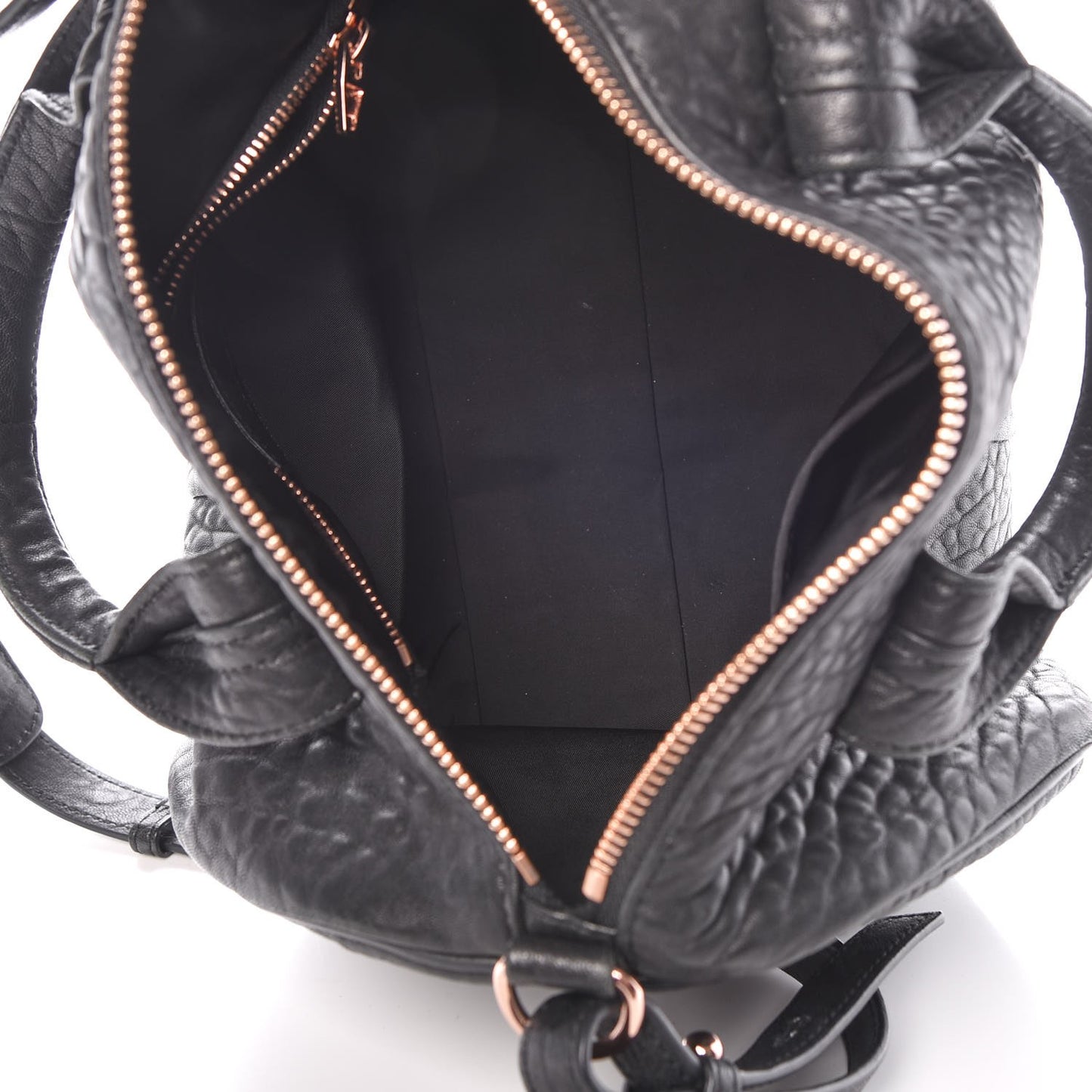 Pebbled Lambskin Rocco Black Nickel Rose Gold Hardware