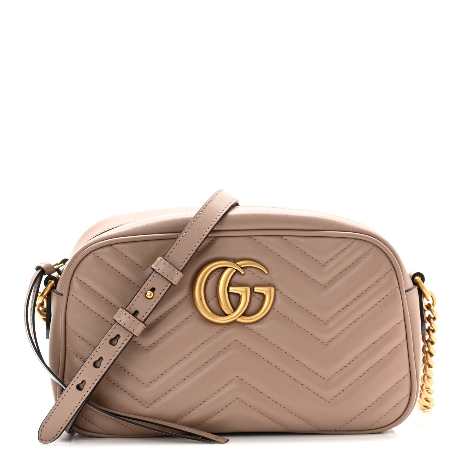 Gucci Calfskin Matelasse Small GG Marmont Chain Shoulder Bag Porcelain Rose 1 of 10